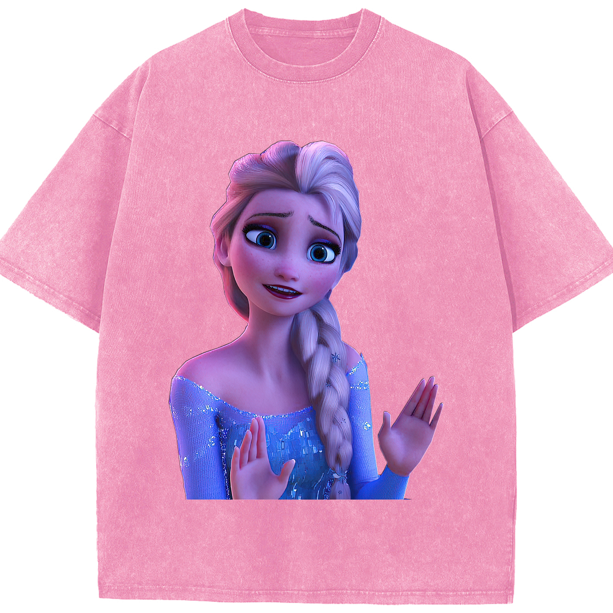（画像用） アナと雪の女王 アンナ エルサ Frozen Anna Elsa 綿100% ヴィンテージ風 半袖Tシャツ（フロントプリント）